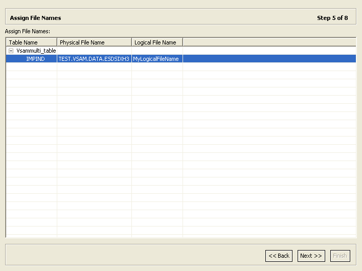 The Assign Index File Names screen.