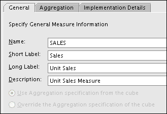 Create Measure dialog box