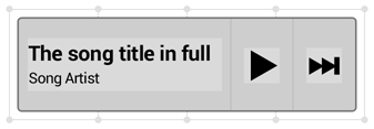 Music widget sitting on an example 80dp x 100dp grid with 8dp of automatic margins
  added by the system