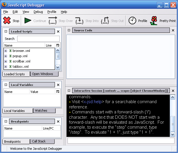 Figure 1. The JavaScript Debugger.